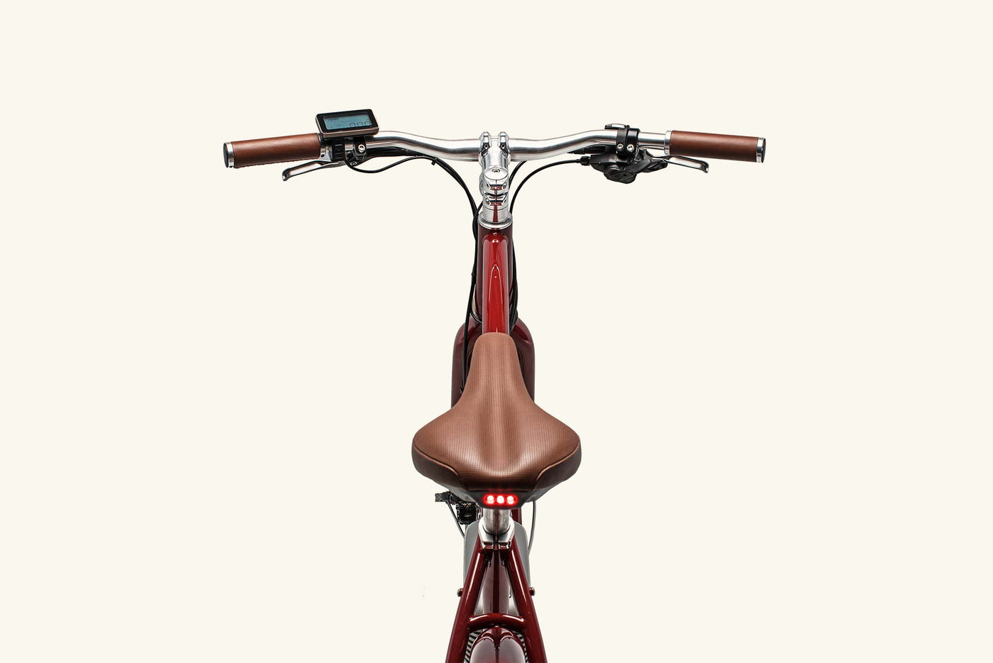 Cafe Pedal Assist Electric Bike Top View in Golden Gate Red option1